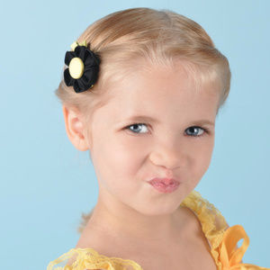 Black & Yellow Flower Hair Clip, Pony or Headband